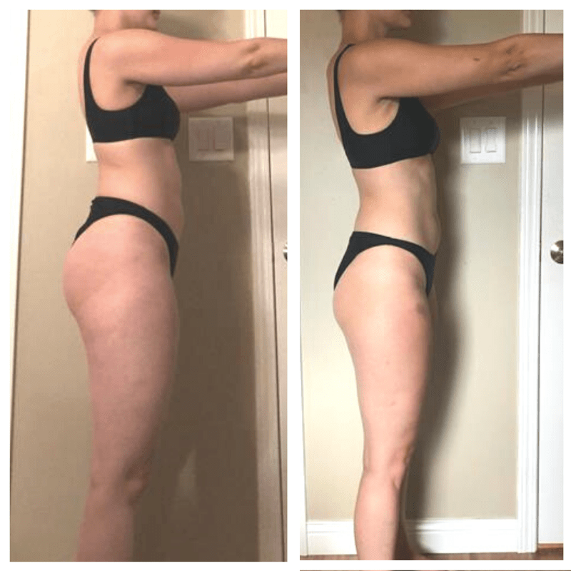 A transformation picture of a women nicole nahed trained.